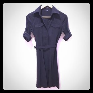 Black Linen Shirtdress Theory